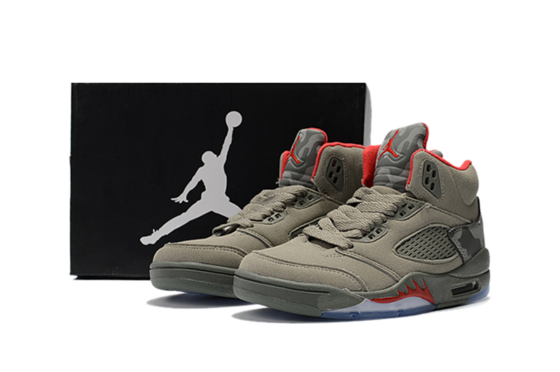 2018 Kids Jordan 5 Army Green Red Shoes - Click Image to Close